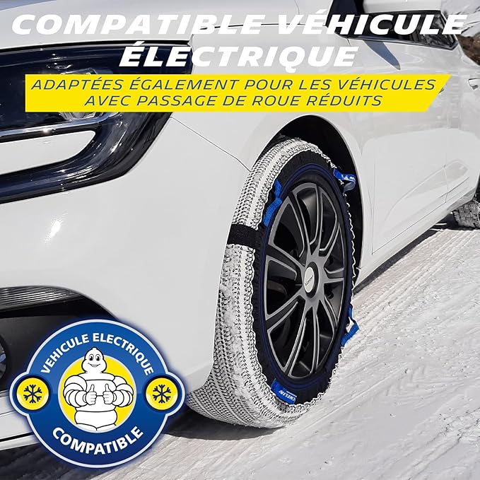 MICHELIN SOS Grip Evolution 4 Textile Snow Socks, Emergency Snow Chains for Cars, Quick and Easy Assembly, Perfect Hold on Sn
