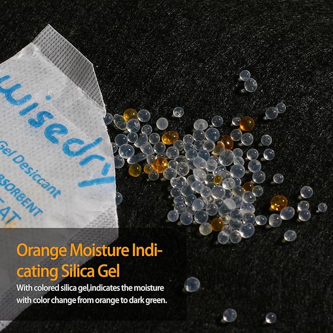 wisedry 5 Gram [60 Packs] Food Grade Silica Gel Packs Rechargeable Desiccant Dehumidifiers Pouches with Color-Indicating