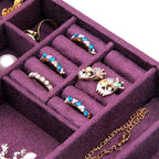 Two-Layer Jewelry Box Organizer Display Storage case with Lock (Purple)