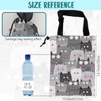 Car Garbage Bag Cute Grey Cats Drawstring Car Trash Bag Hanging for Back Seat with Adjustable Buckle Canvas Vehicle Trash Can Easy-to-Install