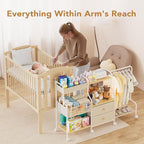 BBLIKE Diaper Caddy Organizer with Hanging Rack - 3 Tier Rolling Utility Cart with Drawers and Dividers for Baby Bottle Stora