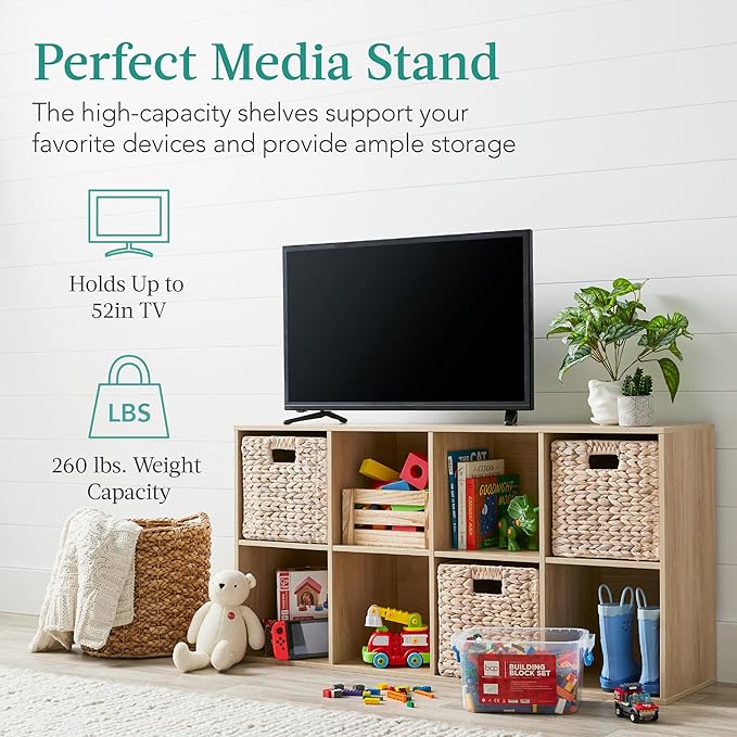 Best Choice Products 8-Cube Storage Organizer, 13.5in Shelf Opening, Bookcase, Display Shelf, Customizable w/ 2 Removable Bac