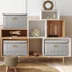 STOREONE Fabric Storage Cube Bins Foldable Organizer Container Collapsible Basket with Lids and Metal Handles, for Home, Bedr