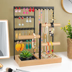 Godboat Jewelry Holder Organizer, 4-Tier Earring Holder with 48 Holes, 6 Hooks Necklace Holder, Removable Bracelet Holder, Gi