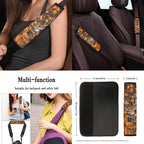 Deer 13 Pcs Auto Seat Cover Sets Steering Wheel Cover Seatbelt Pad Camo Hunting Forest Armrest Cover Pad Cup Holders Keychain Chapstick Holder for SUV Van Sedan Truck