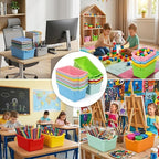 WUWEOT 16 Pack Cubby Bins Classroom Toys Bins, Plastic Books Storage Bins, Easy-to-Grip Stackable Crafts Organizer for Classr