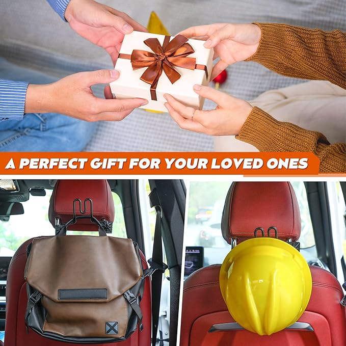Feekoon 2 Pcs Hard Hat Holder for Truck, Hard Hat Accessories for Truck SUV Car Seat to Keep Cap Shape, Car Seat Back Organizers for Clothes Cowboy Caps Patent Pending (Black)