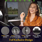 Car Window Shades, 2 Pack Suede Fabric & Dual-Layer with Zipper Magnetic Sun Shade Curtain for Back Side Windows, Universal Fit for SUV/Sedan/Truck Back Window Privacy, Blackout Sunshade for Baby