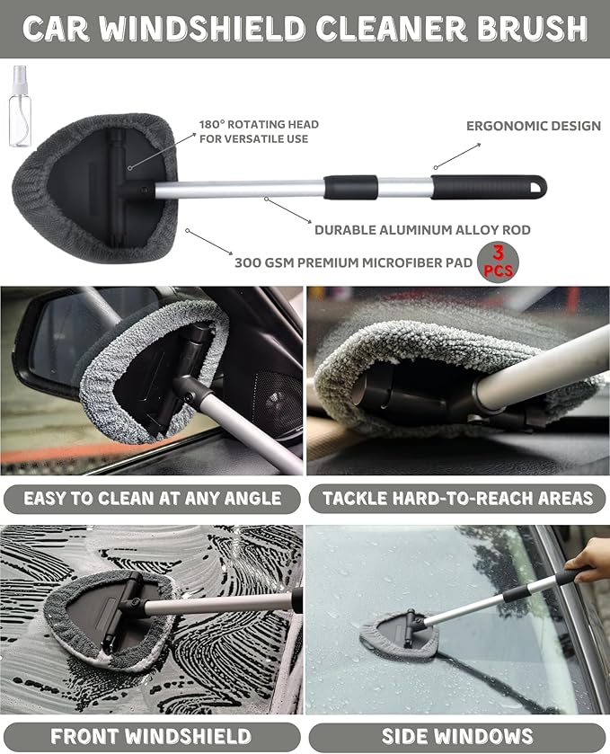 18Pcs Professional Car Interior Detailing Kit All-in-One Cleaning Tools for Windows, Dashboard, Vents, Windshield Cleaner Bru