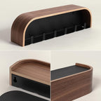 Kazai.® Key Holder 'Toke' | Minimalist Key Hook Design from Berlin | Modern Key Holder Wall Mount with Wooden Shelf | Key Rac