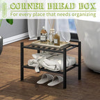 BMOSU 2-Tier Bamboo Small Shoe Rack Premium Stackable Shoe Shelf Storage Organizer for Hallway Closet Living Room Entryway Or