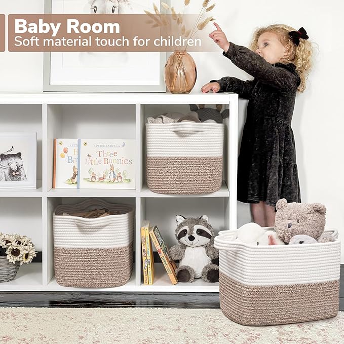 Goodpick Cube Storage Bins - Shelf Baskets for Toys Storage, Closet Storage Bins for Towel Book Clothes, Woven Basket for She