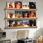 Vinyl Record Shelf Wall Mount with LED Lights, Floating Shelf for Vinyl Record Display, 14-INCH Aluminum Alloy Record Holder 