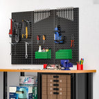 EVERHANGER Metal Pegboard Panels 24" x 12", Heavy Duty Steel Peg Boards for Garage, Pegboard Wall Organizer for Tool Storage 