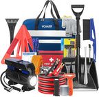 Car Emergency Safety Kit Bag with Digital Air Compressor,Jumper Cables,First Aid Kit, Winter Vehicle Roadside Safety Kit with
