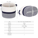 Hinwo Oval Cotton Rope Storage Basket Collapsible Nursery Storage Box Container Organizer with Handles, 16 x 13 inches, Off W