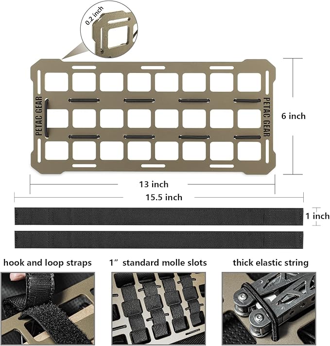 PETAC GEAR Car Sun Visor EDC Orgnaizer|Auto Rigid Molle Panels For Vehicles Car Seat Back Organizer Tactical Gears Rack Truck Mount Panels (Dark Earth)