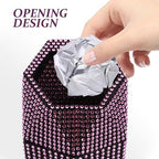 iplusmile Car Trash can Rhinestone Inlaid Multi-Compartment Auto Garbage Bin 7.87 Inch Compact Vehicle Trash can for Car Cup Holder and Office Use