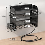 POKIPO Power Tool Organizer Wall Mount with Charging Station,Tool Storage Rack with 8 Outlet Power Strip,Heavy Duty Metal Bat