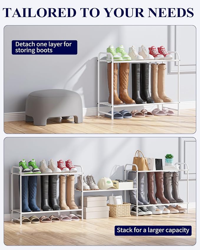 Kitsure Shoe Rack - Stainless Steel Shoe Organizer, Sturdy Shoe Rack for Closet and Front Door Entrance, Free Standing Shoe S