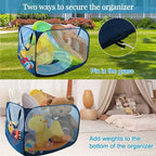 Large Pop up Pool Toy Storage Bin,47"X47"X30"Pool Float Organizer Bag with 2 Side Pockets Mesh Swimming Pool Toys Organizer w