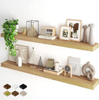 Fun Memories Floating Shelves for Wall, 55Inch Floating Shelves Set of 2, Hanging Shelf with Invisible Brackets, Wood Shelves