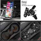 CAR PASS 23 PCS Bling Diamond Car Accessories Set for Women, Leather Seat Covers Full Set Floor Mats Steering Wheel Cover, Coasters Seat Belt Covers Phone Holder Universal Fit Car SUV Truck Van Black