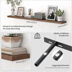 Heimlove 55 Inch Floating Shelves for Wall,Extra Long Mounted Storage Wall Shelves with Invisible Metal Bracket for Bedroom L