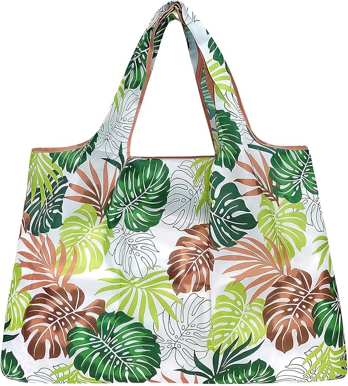allydrew Large Foldable Tote Nylon Reusable Grocery Bags, 6 Pack
