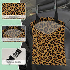 Brown Leopard Car Garbage Bag,Camouflage Waterproof Small Car Trash Bag Hanging Back of Seat,Drawstring Hanging Car Trash Bag with Adjustable Buckle for Car Accessories