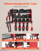 VEVOR Power Tool Organizer Wall Mount, 3-Layer Storage Rack with 4 Drill Holders, Tools Holder and Storage Rack with Side Peg