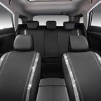 CAR PASS Bling Diamond Car Seat Covers Full Set, Shining Rhinestone Waterproof Faux Leather, Rear with Zipper, Universal Fit Automotive Glitter Crystal Sparkle Strips for Cute Women Girl, Silver