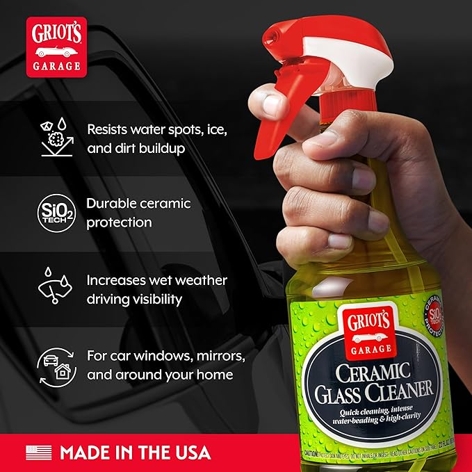 Griot's Garage Ceramic Glass Cleaner Spray for Car Windows, Windshields, Mirrors and Home Use, Cleans and Protects, Streak-Fr