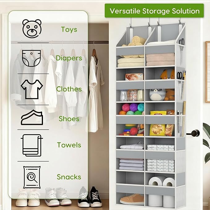 Unjumbly 5 Tiers Over The Door Hanging Yarn Storage Organizer, Hanging Door Organizer for Knitting and Crochet Supplies, Back