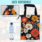 Car Garbage Bag Abstract Floral and Green Leaves Hanging Canvas Car Trash Bag Drawstring Car Back Seat Organizer for Car Back Front Seat Console with Adjustable Buckle