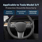 for Tesla 2017-2023 Model 3 and 2020-2024 Model Y Steering Wheel Cover Trim Interior Decoration Protection Accessories (Matt Carbon Fiber Pattern)