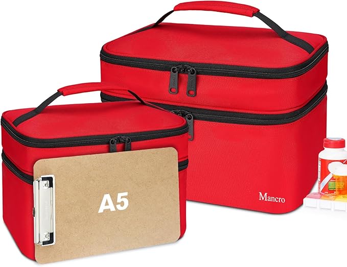 Mancro Dual Layers Medicine Organizer Bag, Pill Bottle Organizer Storage with Lockable Zipper, Medication Travel Bag for Pill
