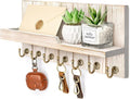 Rebee Vision Farmhouse Key Holder Wall Mount with Mail Organizer - Rustic Key and Mail Holder for Wall with Shelf and 7 Key H