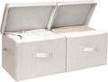 StorageWorks Fabric Storage Bins with Lid, Decorative Storage Boxes for Shelves, Stackable Closet Organizer Basket with Handl