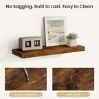 Fun Memories Floating Shelves for Wall, Rustic Wood Wall Mounted Shelves for Bathroom, Bedroom, Living Room and Kitchen, Stor