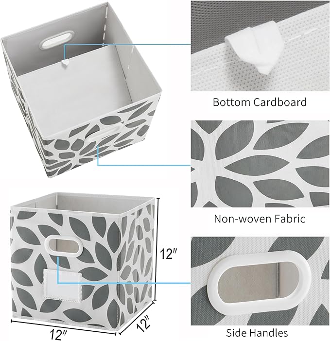MAX Houser Fabric Storage Bins Cubes Baskets Containers with Dual Plastic Handles for Home Closet Bedroom Drawers Organizers,