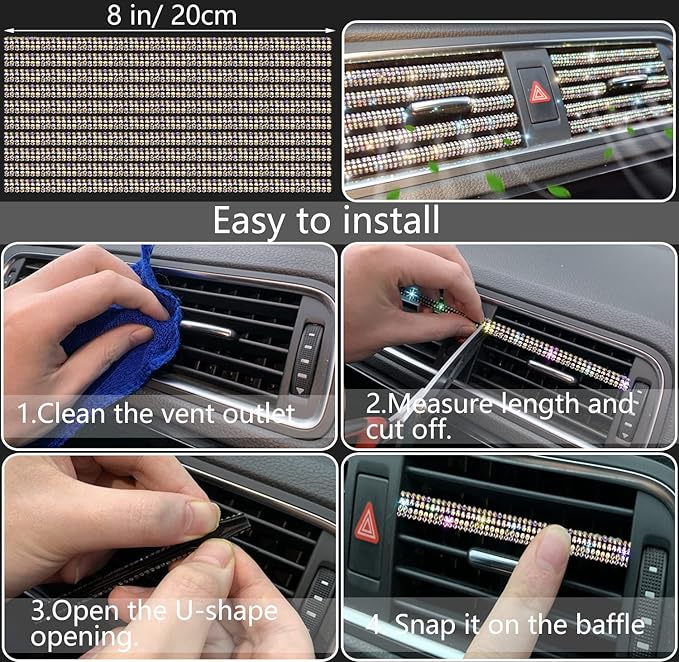 NBTEPEM 27 PCs Multicolor Bling Car Accessories Set for Women, Steering Wheel Covers Universal Fit 15 Inch, Bling License Plate Frame, Bling Phone Holder, Bling Car Coasters