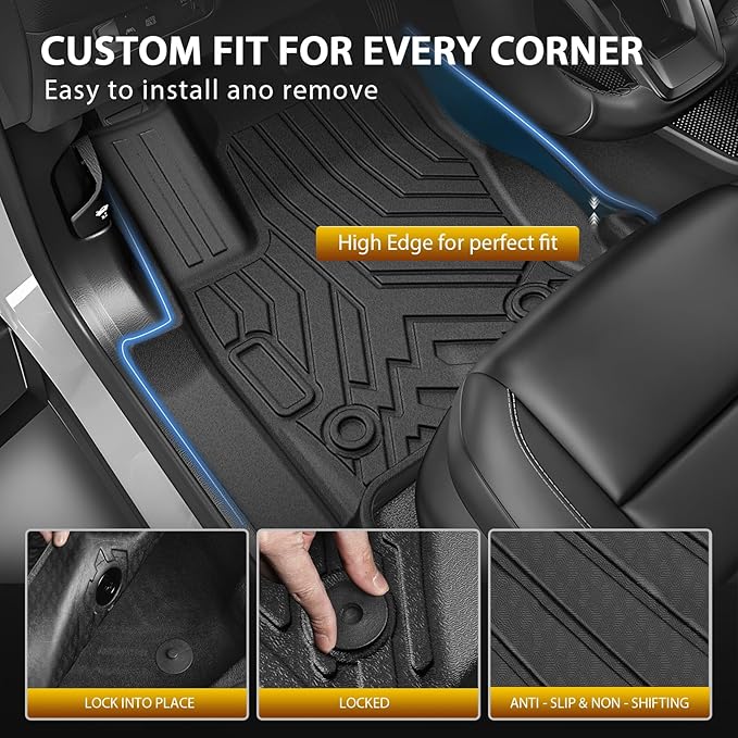 Powerty Floor Mat for Toyota 4Runner 2025 2026, All Weather TPE Custom Trunk Cargo Mat Liner with Backrest Mat Replacement for Toyota 4Runner Accessories (Fit 5 Seats,Not for Hybrid Model)