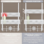 Adjustable Over The Door Hooks Organizer, Door Hanger Coat Rack with 2 Mesh Baskets and 10 Hooks, Back of Door Storage Organi