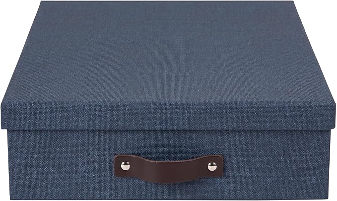 Bigso Oskar Canvas Fiberboard Document Letter Box - File Organizer Box for Important Paperwork - Document Storage with a Lid 