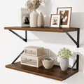 Deep Floating Shelves,24" Wx10 D Floating Shelf for Wall Set of 2,Hanging Storage Shelf with Metal Brackets,Wide Display Wall