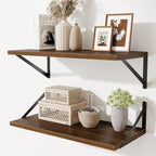 Deep Floating Shelves,24" Wx10 D Floating Shelf for Wall Set of 2,Hanging Storage Shelf with Metal Brackets,Wide Display Wall