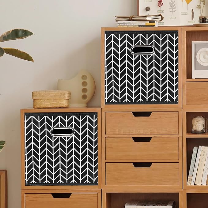 Fabric storage bins Cubes, Fabric Cube Organizer with Handle, Foldable Cube Bins for Cloth or Accessary Storage, 11x11x11, Se