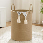 Artfeel Laundry Basket,Woven Cotton Rope Laundry Hamper,100L for Decorative Storage of Dirty Clothes,Toys and Blankets in Bat