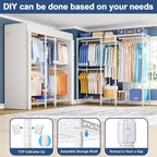 Ulif E12C Heavy Duty Closet Organizer System，Freestanding Clothing Rack, Adjustable Garment Rack 57.1" W x 16" D x 76.5" H Ho